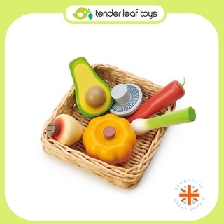 Tender Leaf Toys ของเล่นไม้ ของเล่นบทบาทสมมติ ชุดทำอาหาร ตะกร้าหวายผัก Veggie Basket