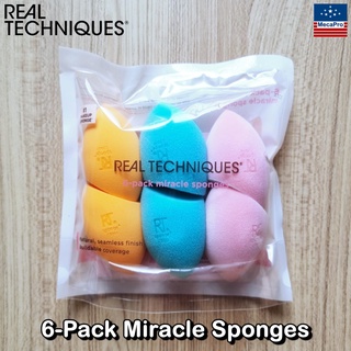 Real Techniques® 6-Pack Miracle Sponges เรียลเทคนิค ฟองน้ำแต่งหน้า Complexion + Airblend + Powder Sponge ฟองน้ำไข่