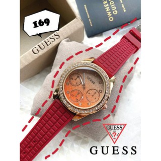 GUESS WATCH 🧡 เกรสปัดสามวงหน้าจอเกรเดี้ยนไล่เฉด รับประกันถ่าน 1ปี รหัสสินค้า GU273