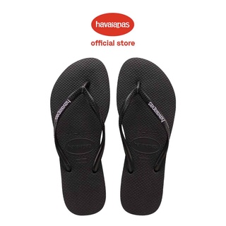 Havaianas รองเท้าแตะ แบบป๊อปอัพ โลโก้ แบบบาง สําหรับผู้หญิง - สีดํา