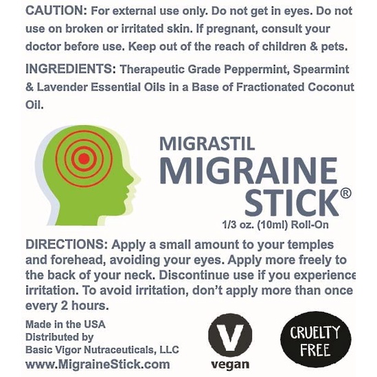 Migrastil® Migraine Stick Headache Relief Roll 10 ml ลูกกลิ้งน้ำมันหอมระเหย กลิ่นหอมสดชื่น ราคา ถูกที่สุด ดีลบีเคเค แกลเลอรีภาพที่ 3