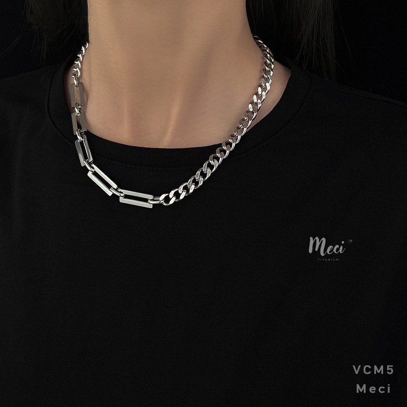 ลิงค์โซ่คิวบาสร้อยคอไทเทเนียมสแตนเลสสําหรับผู้ชายและผู้หญิงสไตล์ ไม่จํากัดเพศ บุคลิกภาพ | MECI TITAN