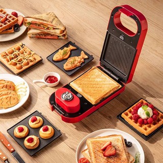 เครื่องทำวาฟเฟิล เครื่องทำแซนวิช Sandwich maker breakfast 650W Sandwich Electrical มัลติฟังก์ชั่น-สินค้ามีพร้อมส่ง-