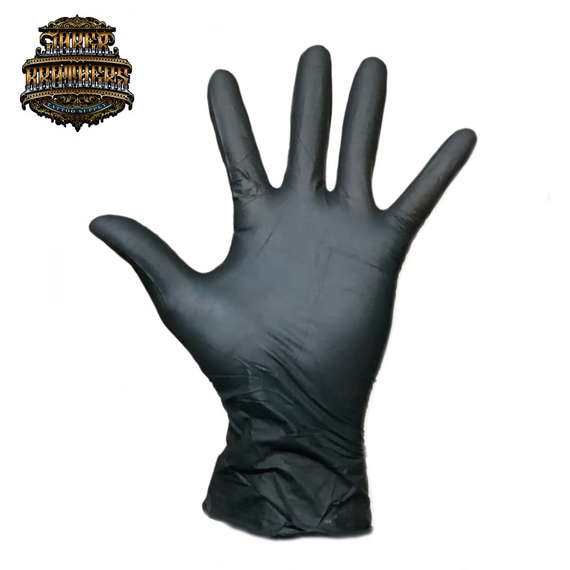 ถุงมือ ยางธรรมชาติ สีดำ LATEX GLOVE 100ชิ้น ยืดหยุ่นดี นิ่ม ใส่ง่าย