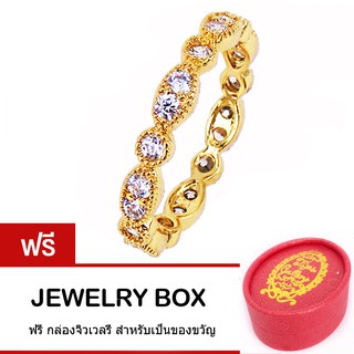 Tips Gallery แหวน เงิน 925 หุ้ม ทองคำ 24 K ประดับเพชร CZ 1 กะรัต รุ่น Brilliant Bijou Diamonds Design TRS077