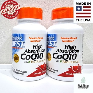 [พร้อมส่ง] Doctors Best, High Absorption CoQ10 with BioPerine, 100 mg, 120 Softgels