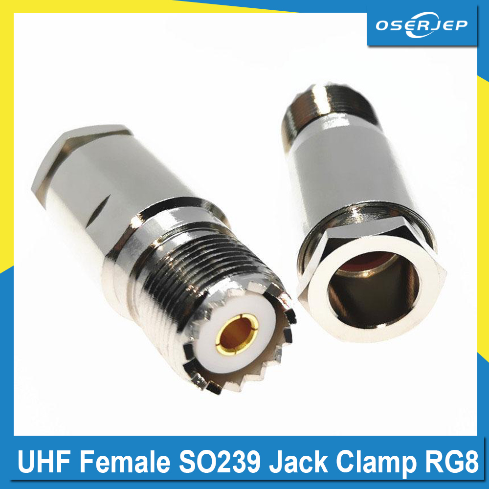 1pcs UHF หญิง SO239 แจ็ค Clamp RG8 LMR400 RG213 RG214 50-7 สาย RF Connector UHF หญิง
