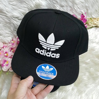 AUTH ADIDAS USA CAPS Logo SNAP BACK Cap ปักโลโก้ขาว หน้า หลัง หมวกอดิดาส ดำ แบบผ้า UNISEX US Imported