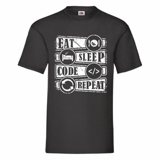 เสื้อยืดโอเวอร์ไซส์เสื้อยืด พิมพ์ลาย Eat Sleep Code Repeat Small-5 สไตล์คลาสสิก ไม่ซ้ําใคร สําหรับผู้ชาย 388549S-4XL