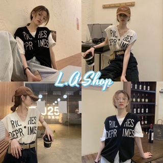 L.A Shop​🌟​พร้อมส่ง​🌟​เสื้อกั๊กไหมพรม กระดุมหน้า ถักลายตัวอักษร​ผ้านิ่มมาก (94112) -C