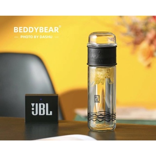 BeddyBear เบ็ดดี้แบร์ ขวดแก้วชงชา พร้อมถ้วยและที่กรองชา แก้วหนาพิเศษ สีดำ BBA006-012 320 ml.