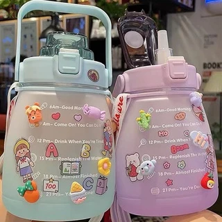 OKUMI_SHOP ขวดน้ำ ขวดน้ำสไตล์สปอร์ต กระบอกน้ำดื่ม ขวดพลาสติกแบบพกพา ความจุ 1.3 ลิตร