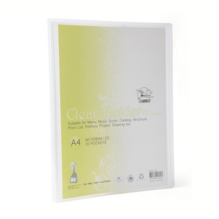 แฟ้มโชว์เอกสาร A4 สีขาวใส 20 ซอง/เล่ม ฟลามิงโก้ 9084/A4 Clear White Document File Display 20 Sheets / Flamingo Book 9084