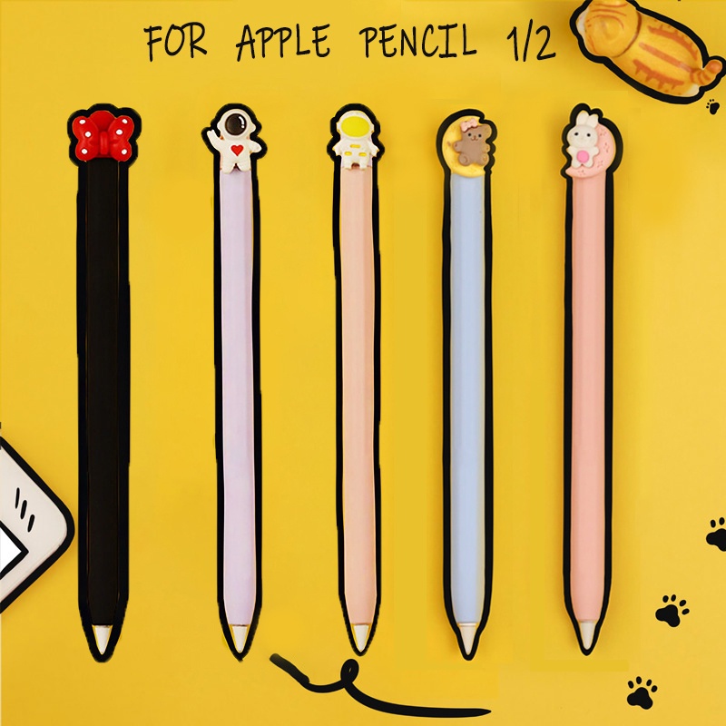เคสซิลิโคน แบบบางพิเศษ ลายการ์ตูนน่ารัก กันลื่น สําหรับ Apple Pencil Gen 2 1 2nd 1st iPad Gen 2nd 1st