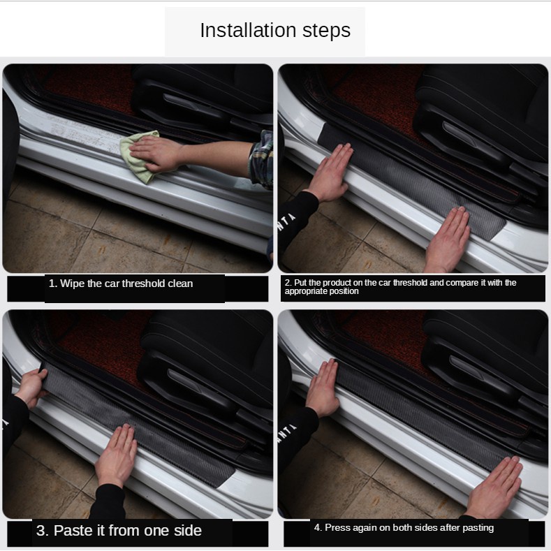 【 TOYOTA / โตโยต้า 】สติ๊กเกอร์คาร์บอนไฟเบอร์คาร์บอนไฟเบอร์สําหรับติดตกแต่งประตูรถยนต์ 4/8 ชิ้น/ชุด - รูปที่ 5