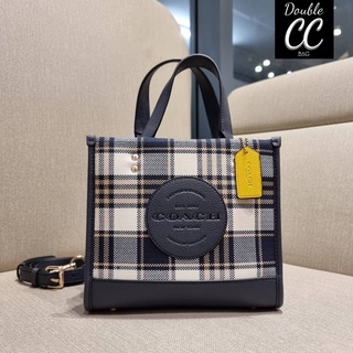 (แท้ 💯%‼ Factory) CO ACH C8198 DEMPSEY TOTE 22 WITH GARDEN PLAID PRINT AND CO ACH PATCH