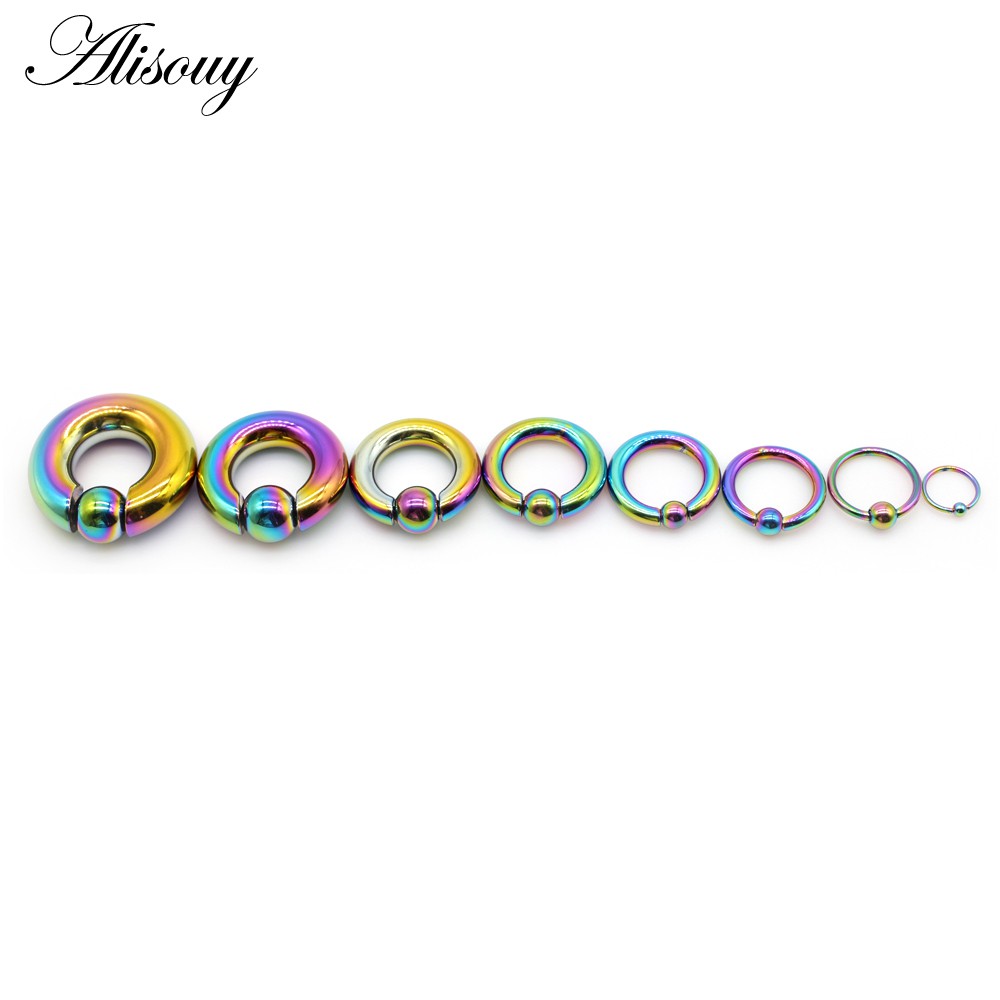 Alisouy 1 PC สแตนเลสขนาดใหญ่ Captive Hoop BCR คิ้ว Tragus ปิดหัวนมบาร์แหวนจมูกหูเจาะเครื่องประดับ - รูปที่ 6