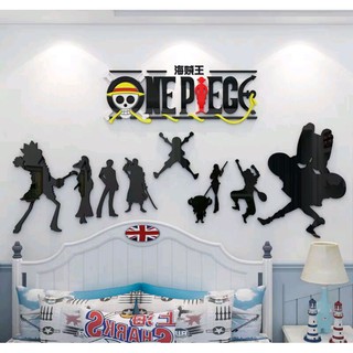 home decorateภาพการ์ตูนติดผนังวันพีช Onepiece สติกเกอร์อะคริลิก3D อะคริลิคติดผนัง ของตกแต่งผนังDIY 3d อะคริลิคลายการ์ตูน