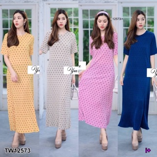 Maxi Dress เดรสยาว ผ้าอัดพรีทWS12573