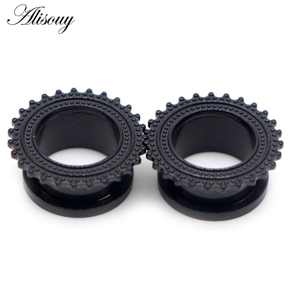 Alisouy 2 ชิ้น 316 ลิตร สเตนเลส ปลั๊กอุโมงค์ และรู สกรู ขยาย ต่างหู เกจวัด เครื่องประดับร่างกาย เจาะ