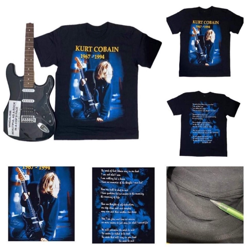เสื้อวงมือสอง KURT COBAIN of Nirvana with Vandalism Guitar