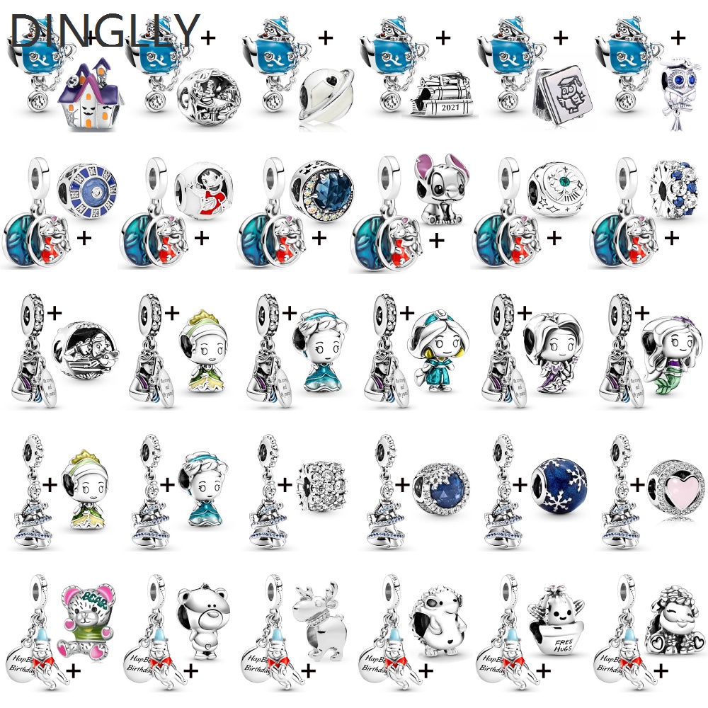 Dinglly จี้ลูกปัด รูปเจ้าหญิง หมีน้อย ลิโล่ สติทช์ เครื่องประดับ DIY 2 ชิ้น ต่อชุด