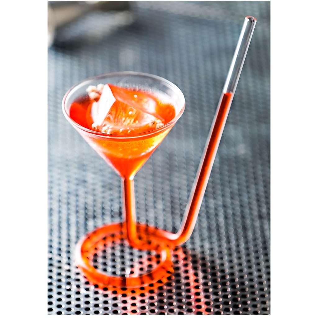 Alg Spiral Cocktail Glass Revolving Martini Creative Long Tail Straw