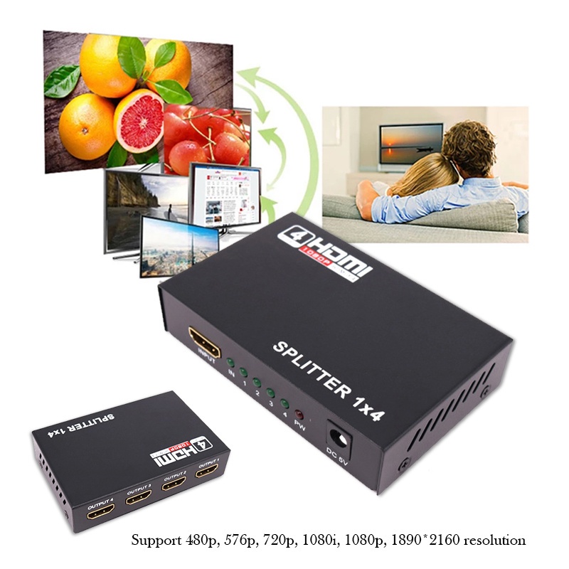 กล่องฮับสวิตช์ Hdmi 1080p 1X4 พอร์ต 4K Hdmi พร้อมพาวเวอร์ซัพพลาย