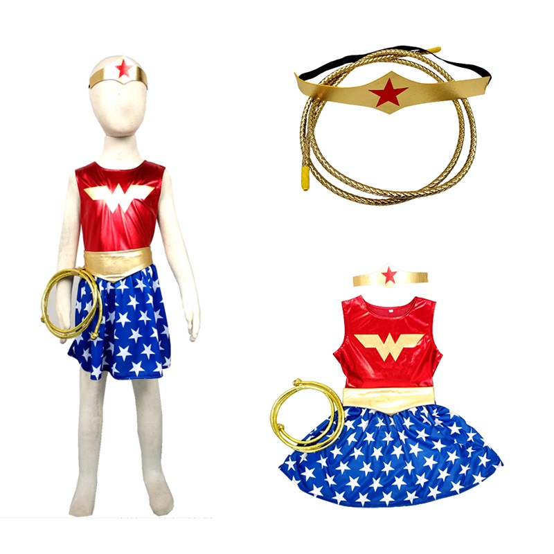 Wonder Woman เด็กทารก เด็กวัยหัดเดิน เครื่องแต่งกาย คอสเพลย์ ปาร์ตี้ ชุดเดรส SuperHero เด็กผู้หญิง เ