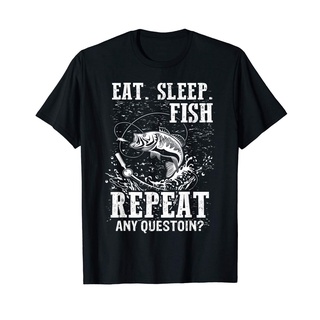 【Hot】เสื้อยืด ผ้าฝ้าย พิมพ์ลาย Pro Club Fishing Eat Sleep Fish Repeat Fisherman พลัสไซซ์ ของขวัญวันหยุด สําหรับผู้ชาย