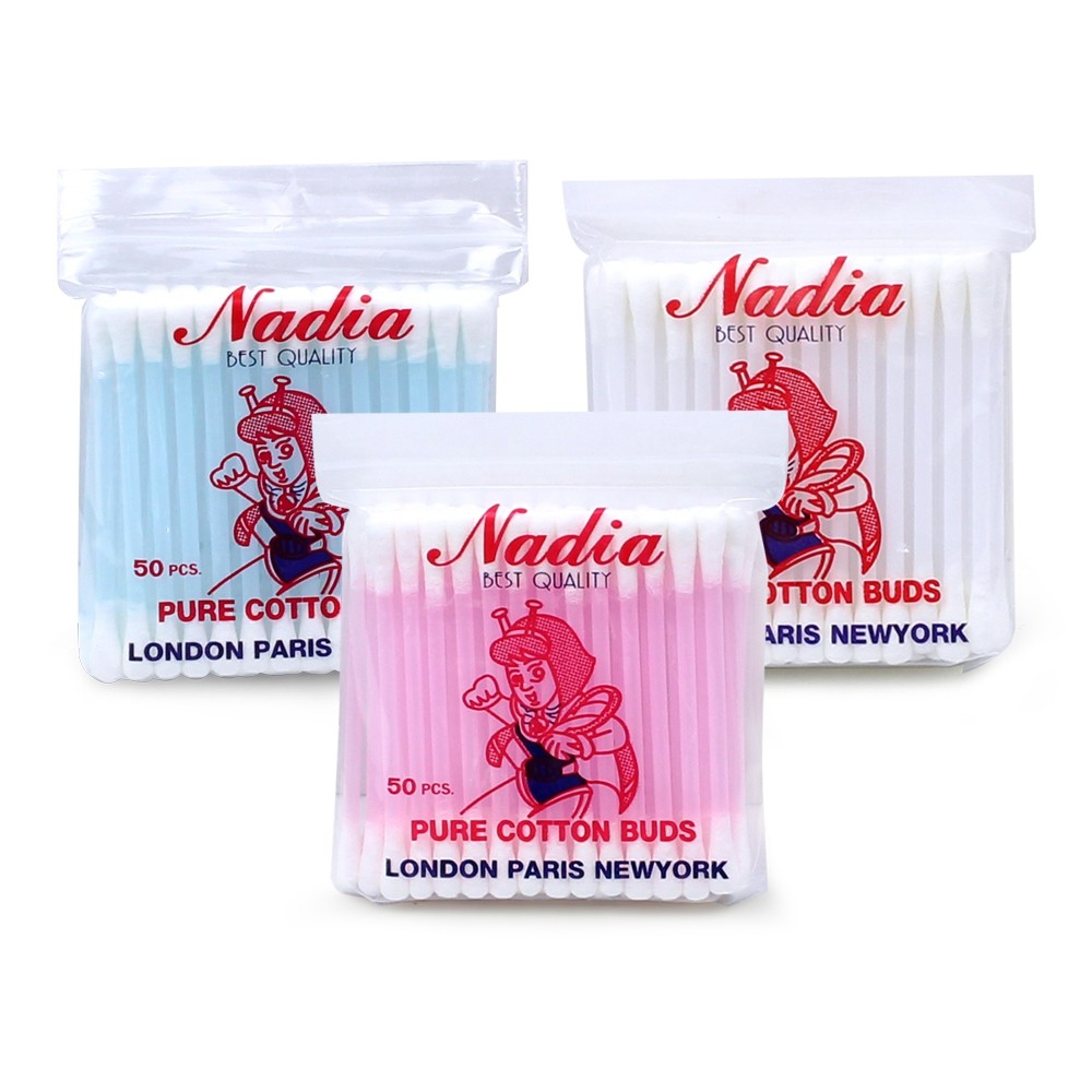 สำลีก้าน คอตตอนบัด ที่ปั่นหู Nadia 50 ก้าน จำนวน 1ห่อ รุ่น Nadia-Cotton-Bud-08a-Boss