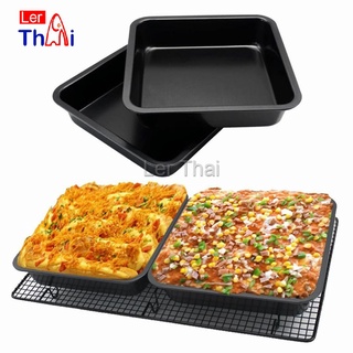 LerThai ถาดอบเค้กแบบสี่เหลี่ยม ถาดอบพิซซ่า ถาดอบขนมปัง Square cake pan