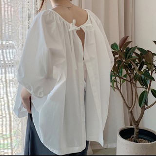 พร้อมส่ง 💫 simple minimal shirt C1246  เสื้อครอปยาวผูกหลัง เสื้อครอปคอกลม