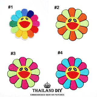 ตัวรีดติดเสื้อ หน้าดอกไม้ หน้ายิ้ม หลากสี Funny Flower Face Patch DIY wop งานตกแต่ง ตัวรีด อาร์มติดเสื้อ กระเป๋า น่ารัก