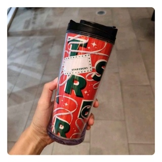 แก้วพลาสติก​สองชั้น​Starbucks 2021 Red cup 12oz. ของแท้​100%