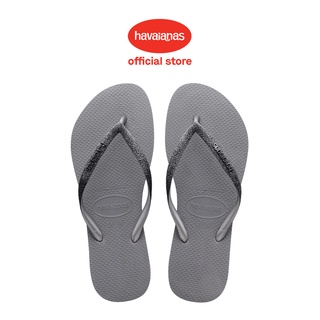 Havaianas รองเท้าแตะ แบบบาง ประกายไฟ สีเทาเหล็ก สําหรับผู้หญิง