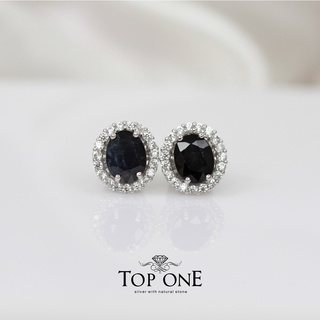 Top1Jewelry ต่างหูเงินแท้925 พลอย Sapphire แท้