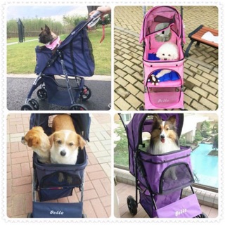 Pet Strollers รถเข็นหมา เข็นสัตว์เลี้ยง รถเข็นสุนัข 4 ล้อ มีระบบล็อคล้อ พับได้