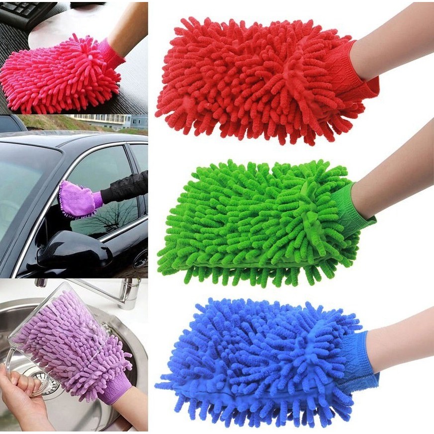 ถุงมือล้างรถ ถุงมือนอนไมโครไฟเบอร์ ล้างรถ ฟองน้ำล้างรถ