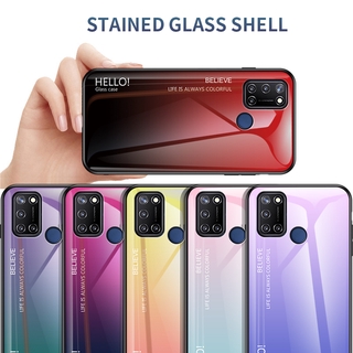 เคสโทรศัพท์ Realme C17 Glossy Gradient Colorful Tempered Glass Phone Case Soft Edges Casing Cover เคส