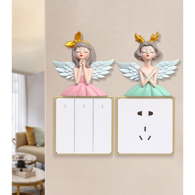 สินค้าพร้อมส่ง ตัวการ์ตูนติดสวิสต์ไฟนางฟ้า สติ๊กเกอร์ติดผนัง3dรูปนางฟ้า