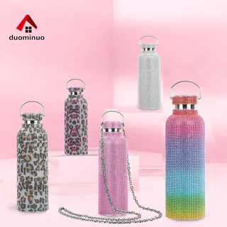 Duminuo ขวดน้ําสเตนเลส มีฉนวนกันความร้อน ฝังพลอยเทียม ขนาด 350 มล. 500 มล. 750 มล. สําหรับเด็ก เดินทาง