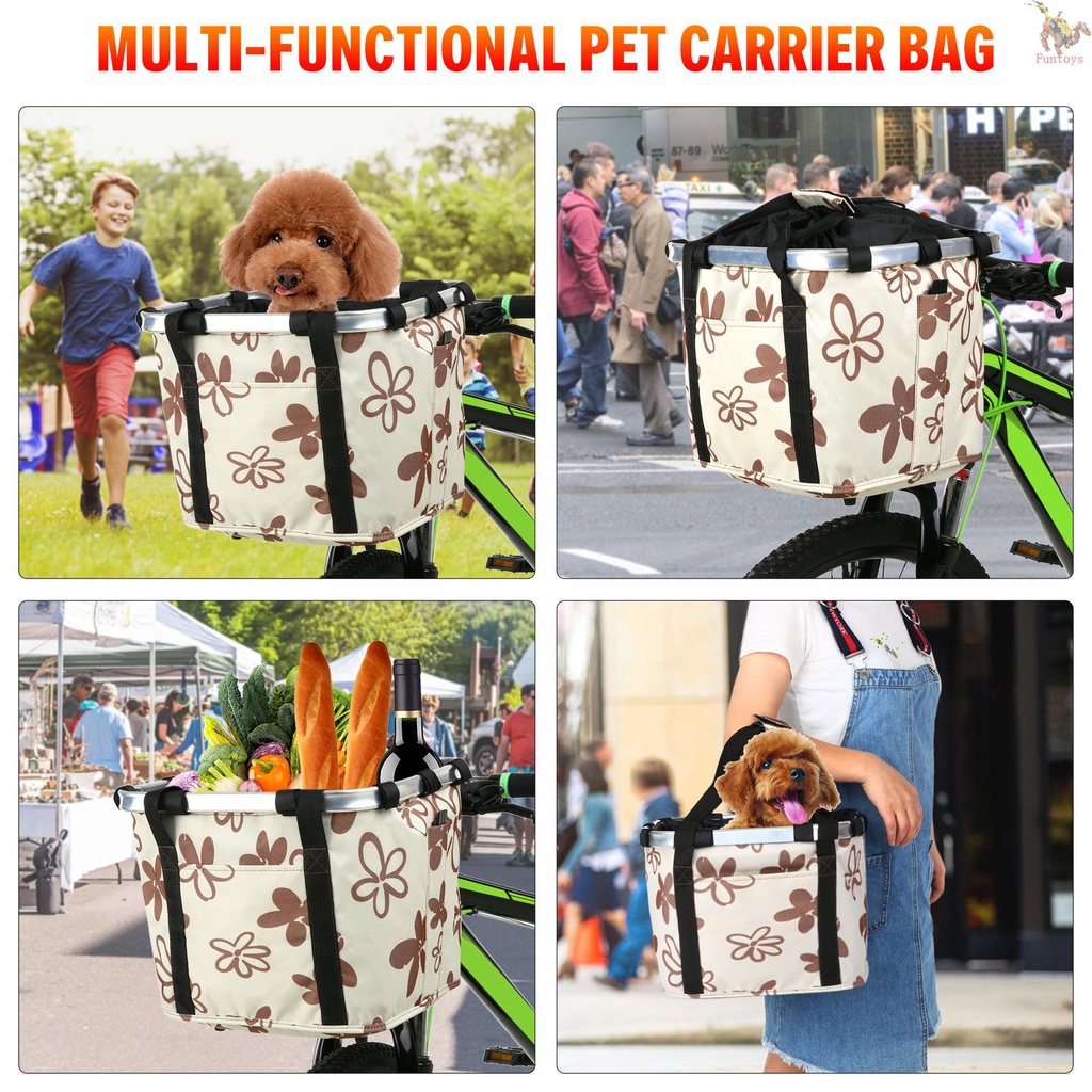 Bike Basket With Quick Release - Front Handlebar Pet Carrier For Small Dogs & Cats, Picnic, Shopping, Under 16.5 Lbs