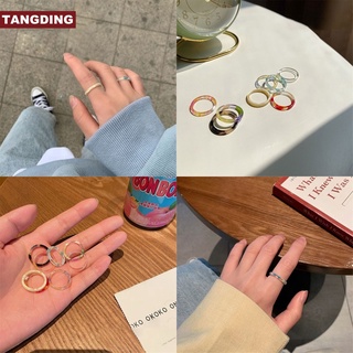 【Cod Tangding】เครื่องประดับแหวนแฟชั่นเกาหลี 7 สี