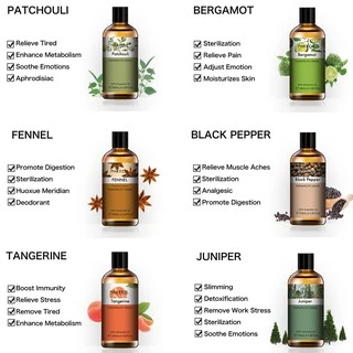 น้ำมันหอมระเหย กลิ่นหอมธรรมชาติ Phatoil น้ํามันหอมระเหย ยูคาลิปตัส ลาเวนเดอร์ ตะไคร้ ไม้จันทน์ ขนาด 100 มล. Essential Oil
