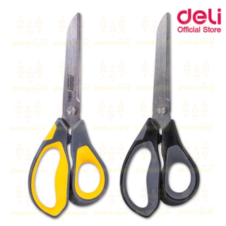 Deli 77762 Scissors กรรไกรสเตนเลส สำหรับตัดกระดาษและผ้า ขนาด 210mm (8 1/4 นิ้ว) คละสี 1 ชิ้น