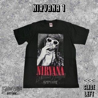 เสื้อยืดผ้าฝ้ายพิมพ์ลายแฟชั่น (กรรไกรซ้าย) Nirvana NEVERMIND KURT COBAIN BLEW BLEACH Oblong Short Builtup Music Grunge R