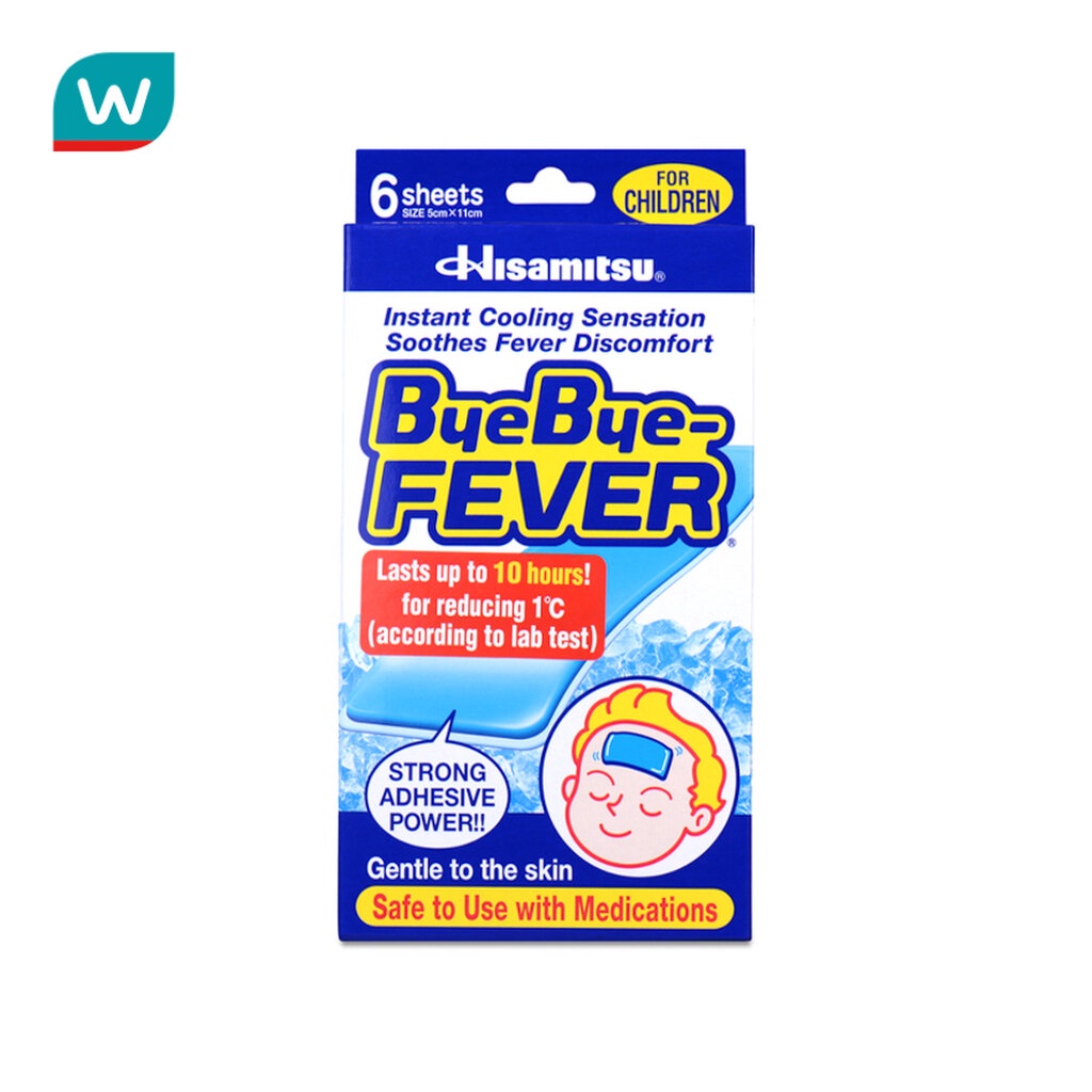 Bye Bye Fever บายบายฟีเวอแผ่นเจลลดไข้ 6ชิ้น