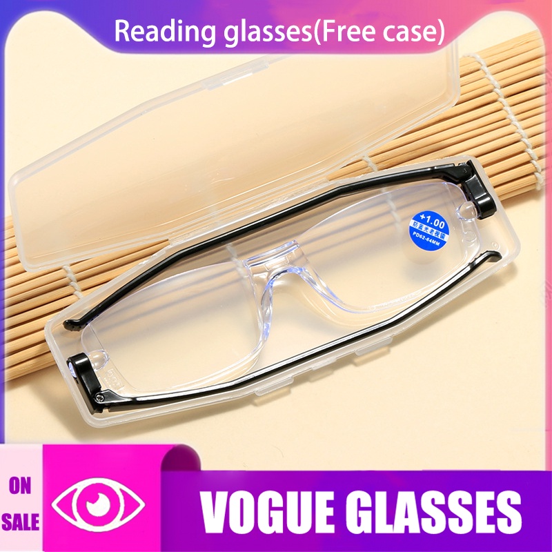 ฟรีเคสพกพา360° แว่นตาอ่านหนังสือป้องกันแสงสีฟ้าแบบหมุนได้