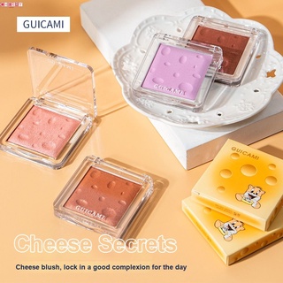 Guicami 4สีชีสบลัชออน Palette ไมโครชิมเมอร์ Matte บลัชอออายแชโดว์พาเลทธรรมชาติยาวนานนุ่มและเรียบเนียนแต่งหน้าพีชสีชมพู girly หัวใจบลัชออ